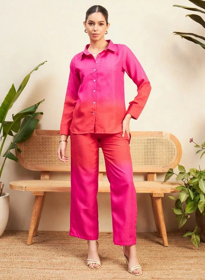 Uptownie Ombre Look Linen Shirt and Pants Co-Ords