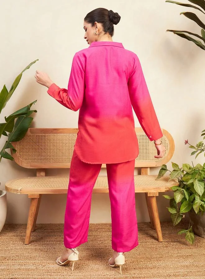 Uptownie Ombre Look Linen Shirt and Pants Co-Ords