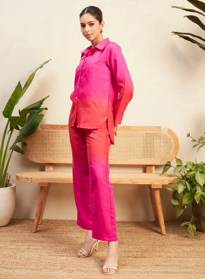 Uptownie Ombre Look Linen Shirt and Pants Co-Ords