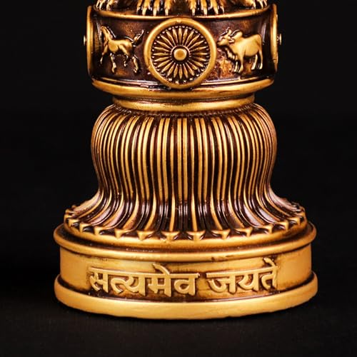Artarium Handcrafted Ashoka Stambha Stoop Idol Ashok Statue Showpiece for Home Decor Advocate Table Showpiece Corporate Gifting (6 Inch, Antique) - Image 4