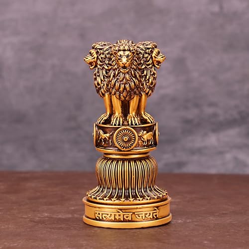 Artarium Handcrafted Ashoka Stambha Stoop Idol Ashok Statue Showpiece for Home Decor Advocate Table Showpiece Corporate Gifting (6 Inch, Antique) - Image 5