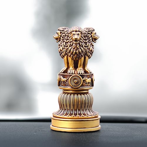 Artarium Handcrafted Ashoka Stambha Stoop Idol Ashok Statue Showpiece for Home Decor Advocate Table Showpiece Corporate Gifting (6 Inch, Antique) - Image 2