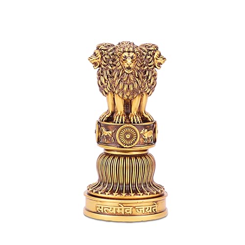Artarium Handcrafted Ashoka Stambha Stoop Idol Ashok Statue Showpiece for Home Decor Advocate Table Showpiece Corporate Gifting (6 Inch, Antique) - Image 1