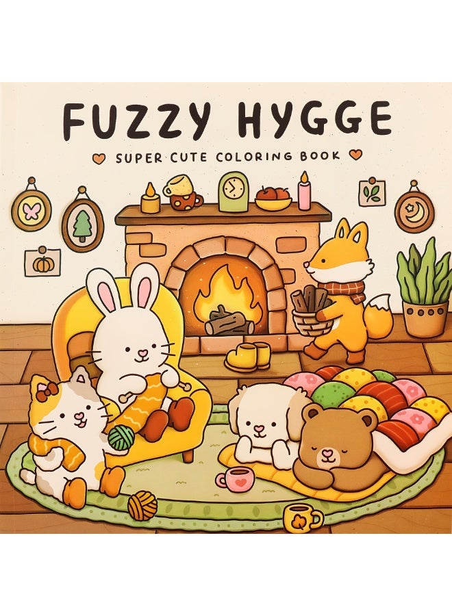 Fuzzy Hygge Coloring Book for Adults & Teens – Cute & Cozy Daily Relaxation Activity with Whimsical Illustrations of Girls Reading with Pets, Perfect for Stress Relief, Cozy Spaces & Holiday Gifting - Image 1