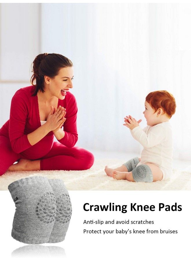 Satinior 6 Pairs Crawling Knee Pads Antislip Baby Knee Protectors Toddlers Leg Warmers (Green Gray Pink) - Image 5