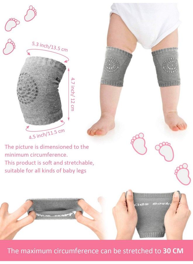 Satinior 6 Pairs Crawling Knee Pads Antislip Baby Knee Protectors Toddlers Leg Warmers (Green Gray Pink) - Image 4