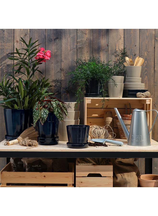 erorex Plant Pot With Saucer, In/Outdoor/Black-Blue, 12 Cm - Image 3