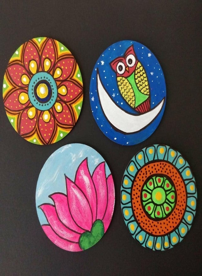 WRAPPING STUDIO Round Circle MDF Pine Wood 2.5mm Thick, 4 Inch MDF Round Plain Coasters Cutouts Art and Craft for Resin Art, Mandala Art, Pyrography, Painting (Set-10) - Image 4