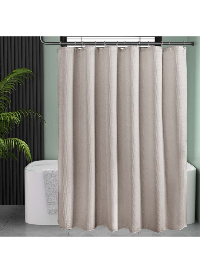 AmazerBath Waffle Shower Curtain, Khaki Shower Curtain Fabric with Waffle Weave, Hotel Quality Bathroom Shower Curtains, Heavy Duty, 72 x 72 Inches - Image 1