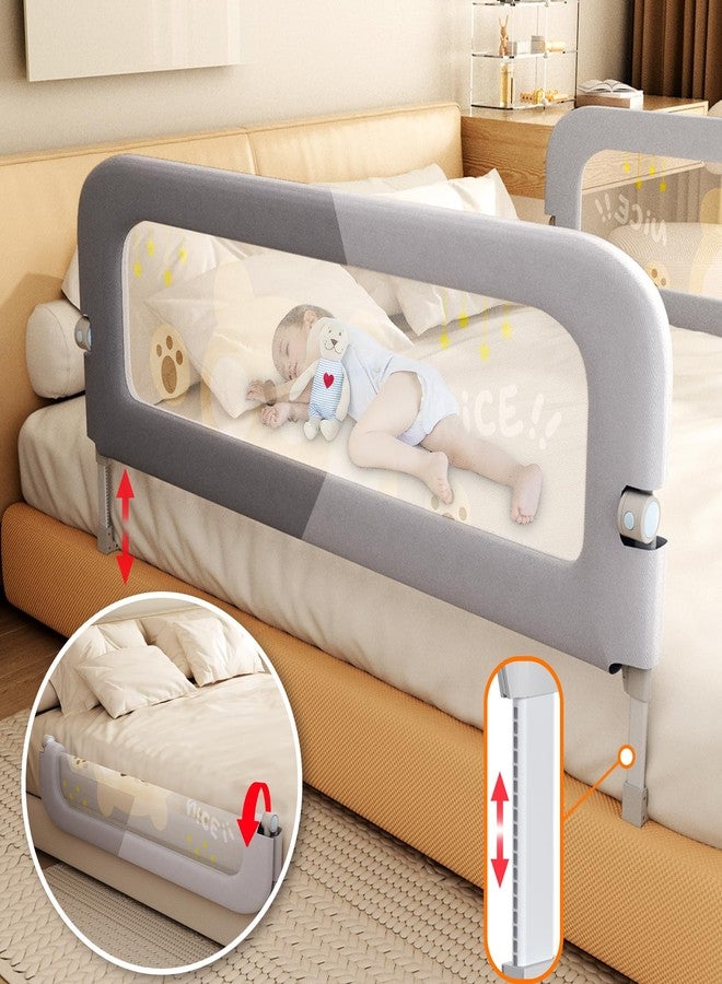 Abdtech Bed Guard Rail for Toddlers - 60 inches Lift Foldable Toddler Bed Rails for Kids - Safety Baby Bed Rail Guard with Reinforced - Great Fit for Kids Twin Double, Full Size, Queen, King Size Bed - Image 1