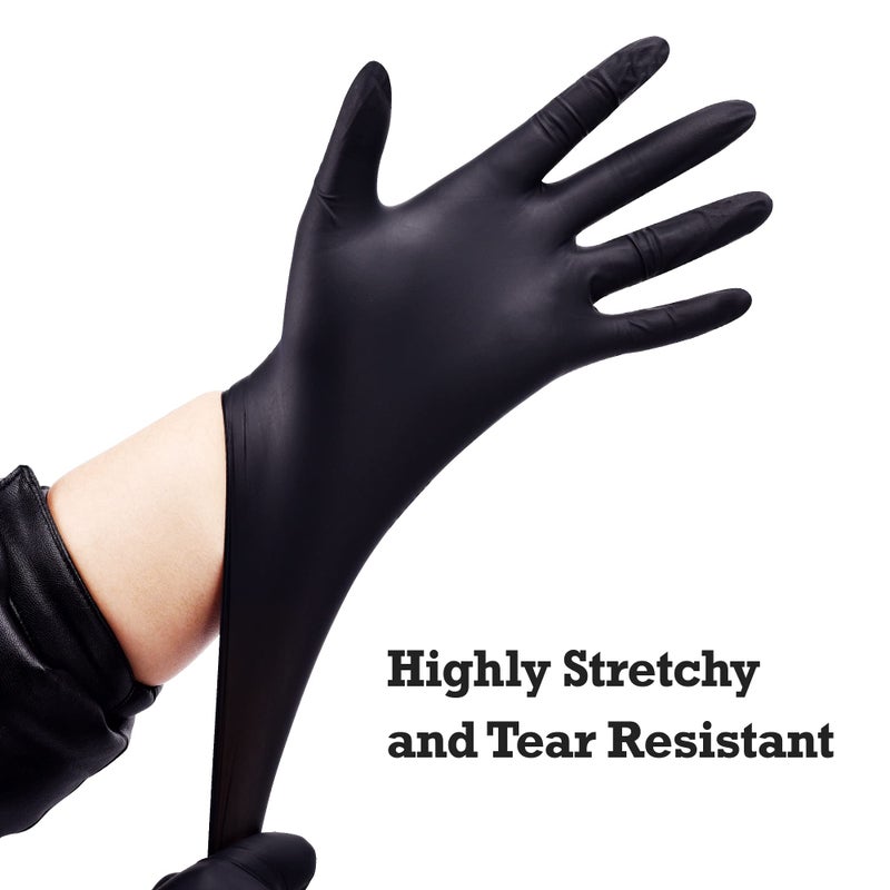 TitanFlex Disposable Nitrile Exam Gloves, 6-mil, Black, Large 100-ct Box, Heavy Duty Disposable Gloves, Cooking Gloves, Mechanic Gloves, Latex Free Gloves, Food Safe Rubber Gloves for Food Prep - Image 3