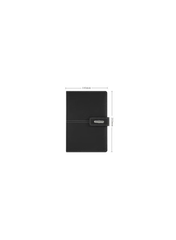 Hardcover Notebook Set - Thick Classic Lined Premium Paper Notebook with Pen and Gift Box, A5 200 Pages, Soft Faux Leather Hardcover with Buckle (Black) - Image 2