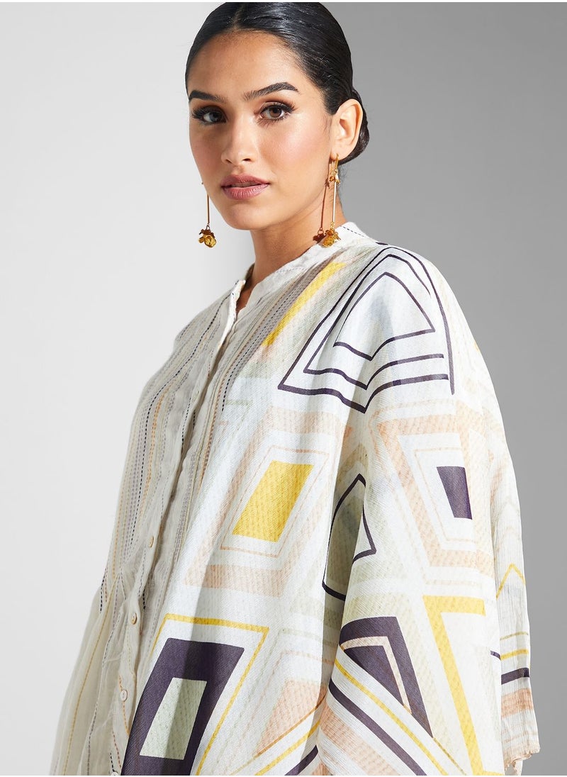RITU KUMAR - Striped Kurti & Pants Set With Dupatta - Image 1