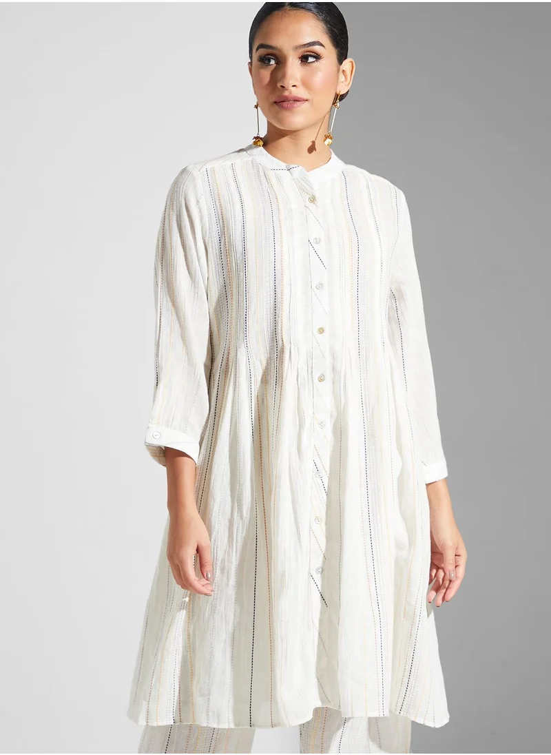 RITU KUMAR Striped Kurti & Pants Set With Dupatta