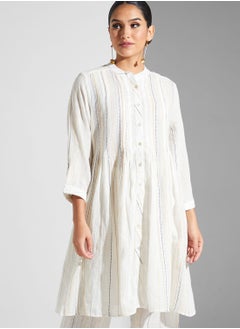 RITU KUMAR Striped Kurti & Pants Set With Dupatta  - Image 3