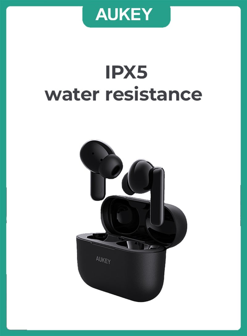 أوكي سماعة أذن لاسلكية, بلوتوث 5.2، مقاومة للماء IPX5، بطارية تدوم لغاية22 ساعة، وزن4 جرام، Ep-M1S أسود - Image 2