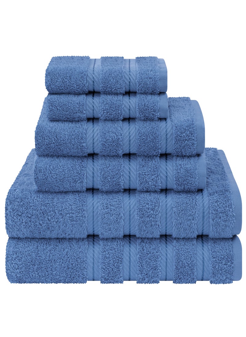 Safi Plus - Towel Set Luxury Hotel Quality 600 GSM Genuine Combed Cotton, Super Soft & Absorbent Family Bath Towels 6 Piece Set -  2 Bath Towels, 2 Hand Towels, 2 Washcloths - Electric Blue - Image 1