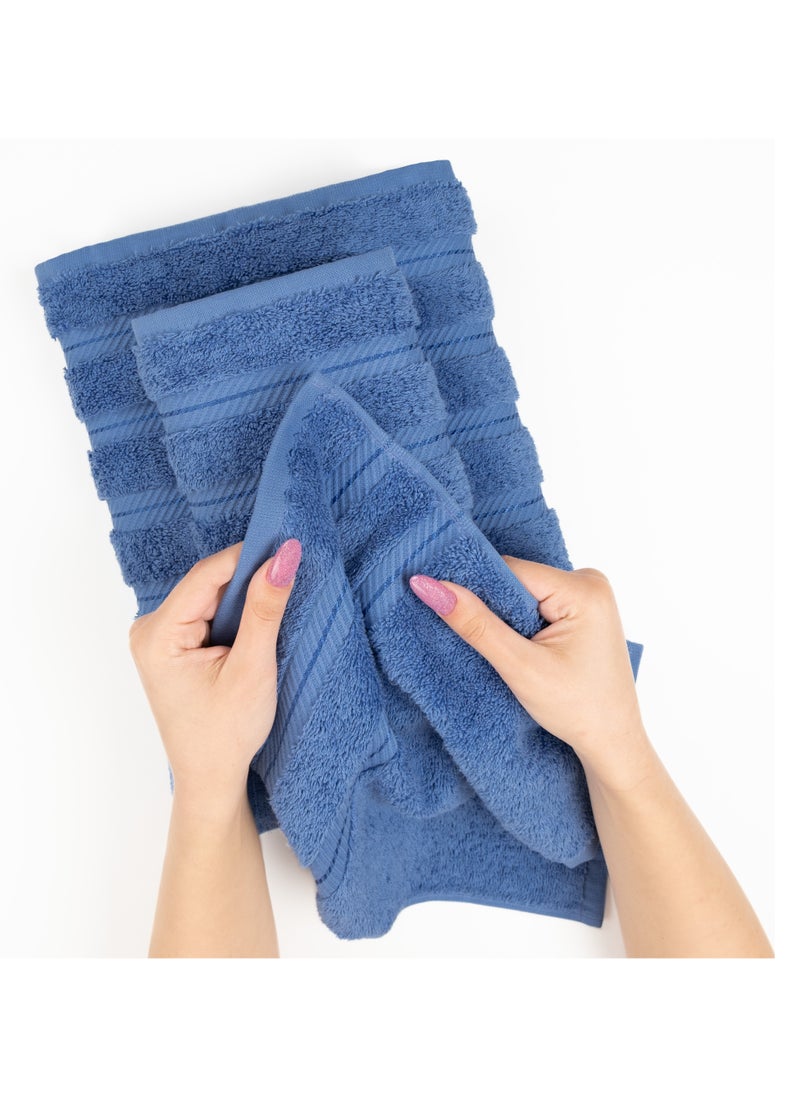 Safi Plus - Towel Set Luxury Hotel Quality 600 GSM Genuine Combed Cotton, Super Soft & Absorbent Family Bath Towels 6 Piece Set -  2 Bath Towels, 2 Hand Towels, 2 Washcloths - Electric Blue - Image 1