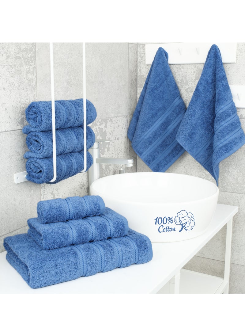 Safi Plus - Towel Set Luxury Hotel Quality 600 GSM Genuine Combed Cotton, Super Soft & Absorbent Family Bath Towels 6 Piece Set -  2 Bath Towels, 2 Hand Towels, 2 Washcloths - Electric Blue - Image 1