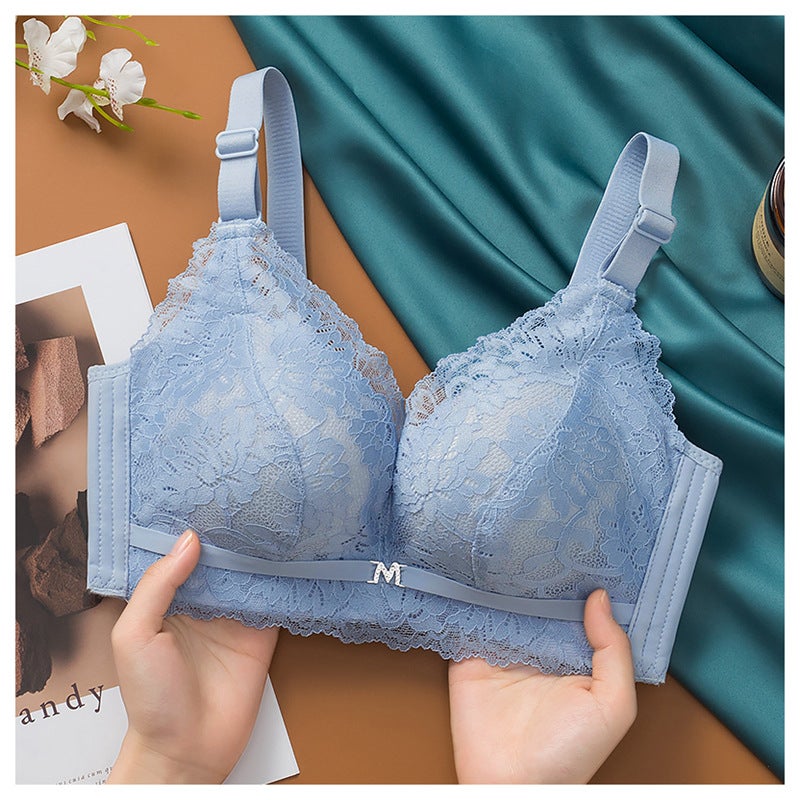Baby Cotton Lingerie Push-Up Thickened Wireless Bra water blue - Image 1