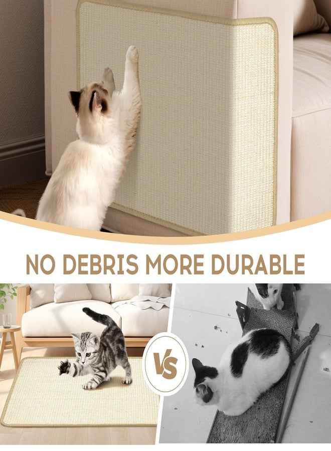 Graciadeco White Cat Scratching Mat Sisal, 2 Packs Sisal Fabric Large Cat Scratching Pad for Indoor Cats with Adhesive Hook Loop Tape, Wall Scratchers for Indoor Cats 23.6" x 15.7" - Image 5