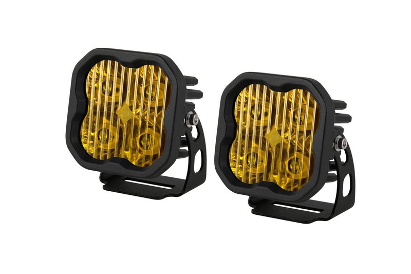 Diode Dynamics SS3 SAE Yellow Sport LED Pod pair Driving with Amber Backlight