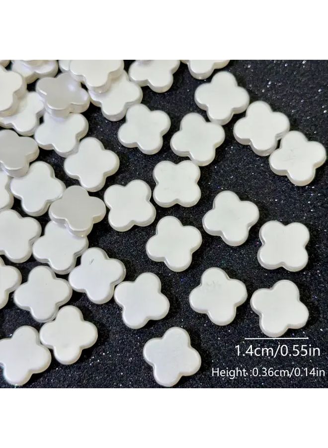 50Pcs White Acrylic Four Leaf Clover Beads For Lucky Jewelry Making DIY Craft Supplies - Image 4