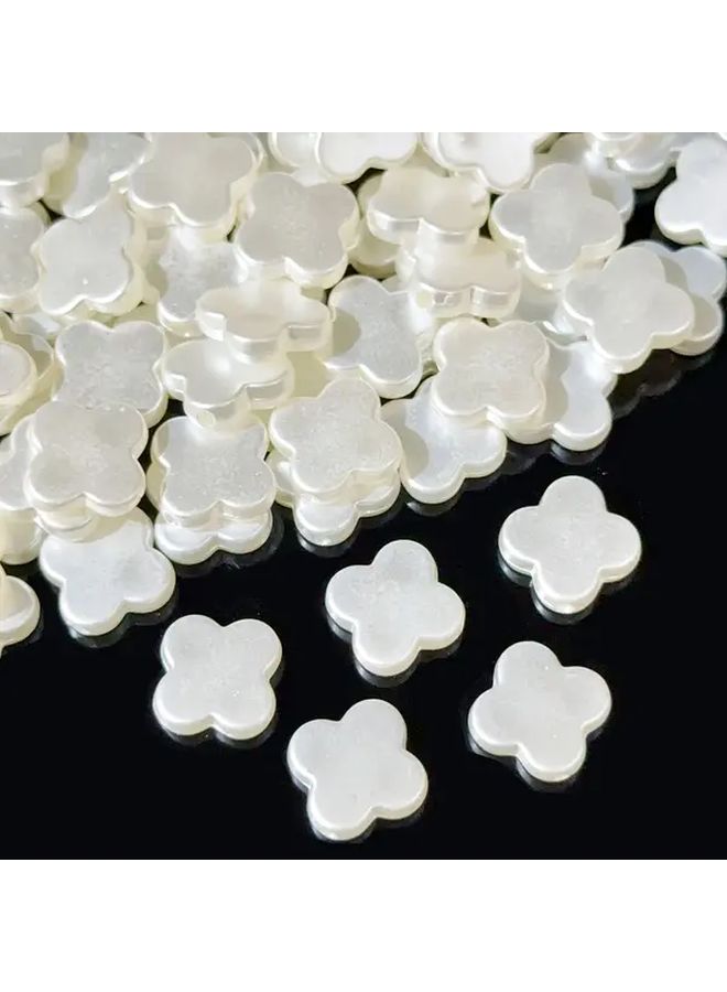 50Pcs White Acrylic Four Leaf Clover Beads For Lucky Jewelry Making DIY Craft Supplies - Image 1