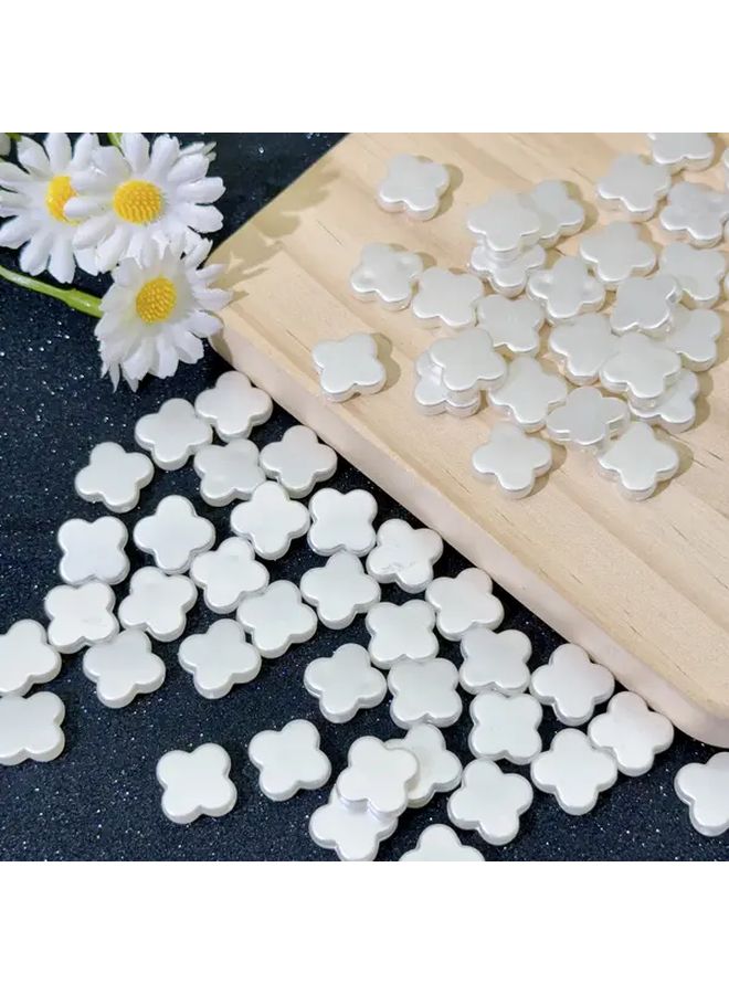 50Pcs White Acrylic Four Leaf Clover Beads For Lucky Jewelry Making DIY Craft Supplies - Image 5