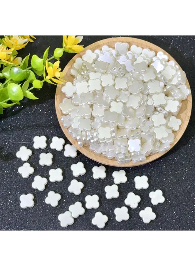 50Pcs White Acrylic Four Leaf Clover Beads For Lucky Jewelry Making DIY Craft Supplies - Image 2