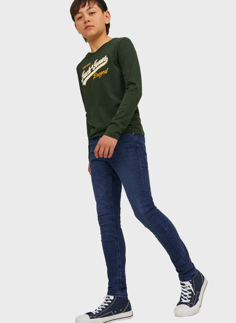 Jack & Jones Junior Youth Mid Wash Slim Fit Jeans