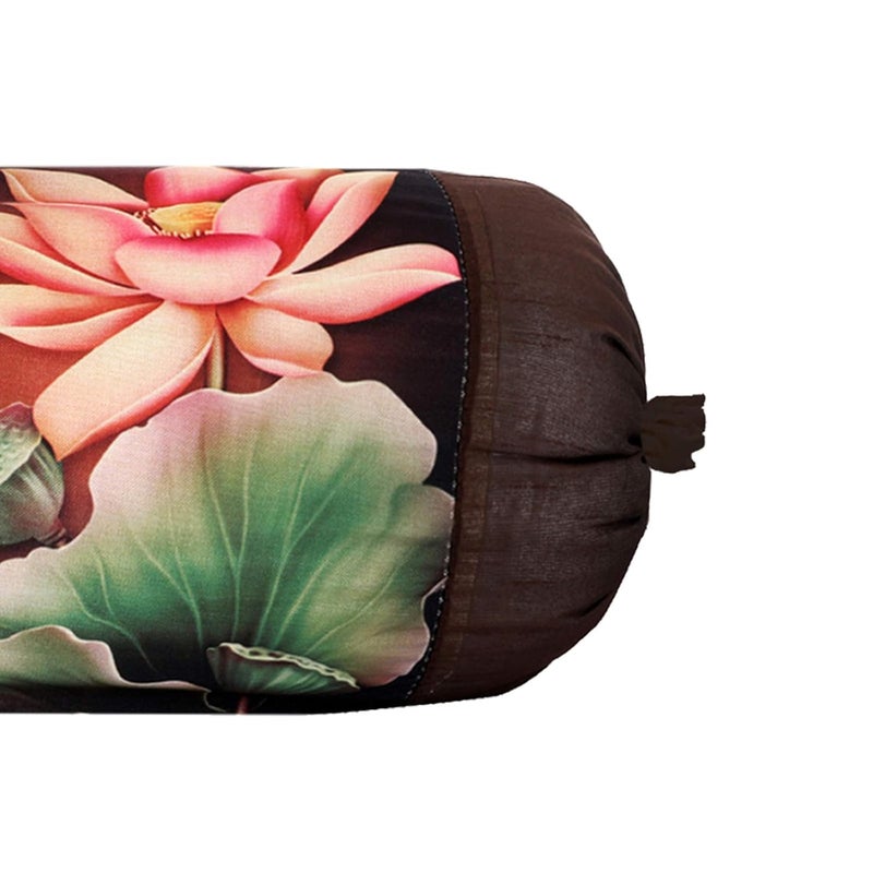 Kuber Industries Kuber Industries Flower Design Cotton 2 Pieces Bolster Cover Set Brown - Image 3