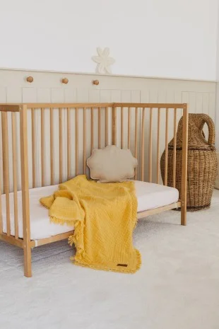 زيبا 100% Cotton Yellow Muslin 4 Layer Muslin Baby & Child Muslin Blanket 100% Cotton 110 x 110 cm