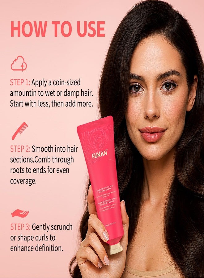 FUNAN 3-in-1 Hair Styling Cream, Non-Greasy for Women & Kids, Creates Smooth Styles and Defines Curls, No White Flakes Fly Away Hair Tamer, 5.07 fl oz - Image 4
