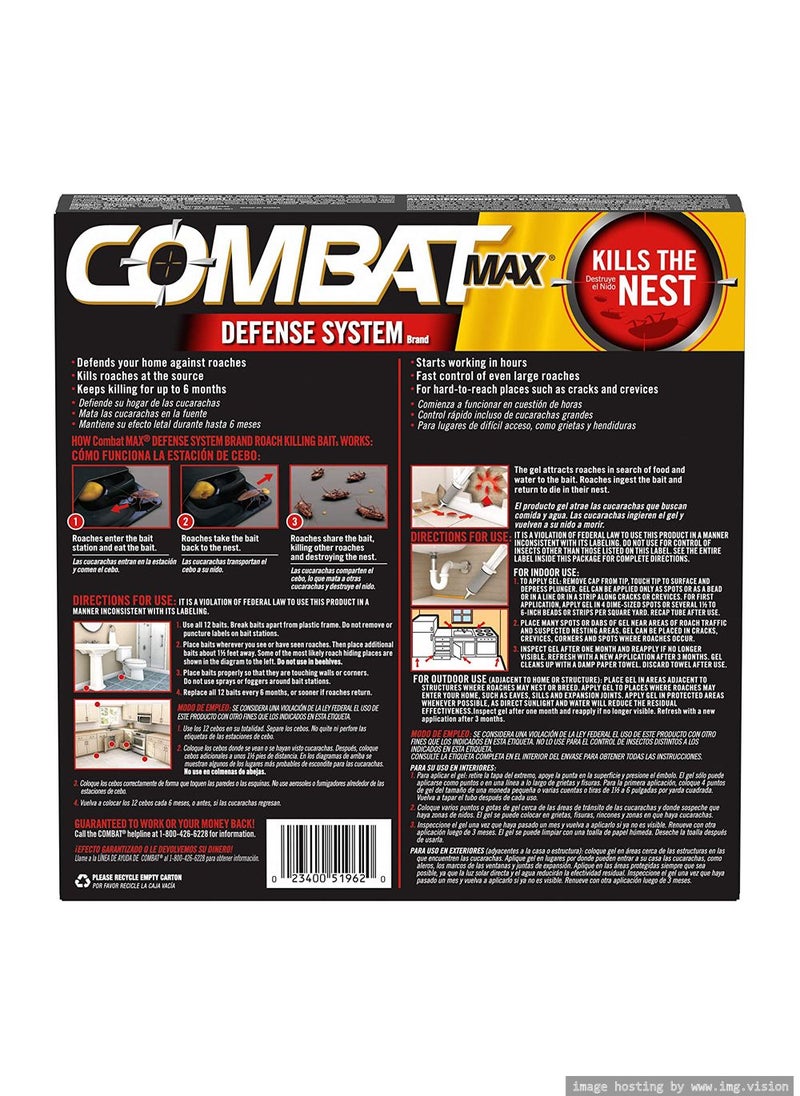 Combat - Combat Max Defense System Brand Small Roach Killing Bait & Gel Pack of 12 - Image 1
