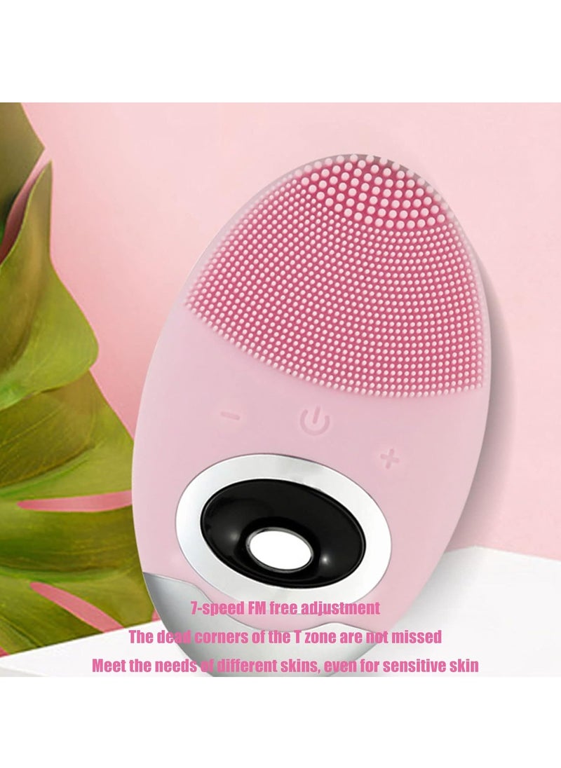 Generic - Electric Facial Cleanser, Compact And Portable Silicone Facial Cleanser Brush, Waterproof Acne Removal And Acne Pore Cleansing Brush, Face Scrubber For All Types Of Skin, (1pc, Pink) - Image 1