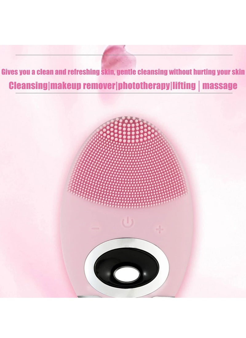 Generic - Electric Facial Cleanser, Compact And Portable Silicone Facial Cleanser Brush, Waterproof Acne Removal And Acne Pore Cleansing Brush, Face Scrubber For All Types Of Skin, (1pc, Pink) - Image 1
