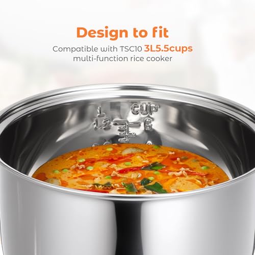 Baderke 304 Stainless Steel Inner Pot Compatible with Zojirushi NS-TSC10 and Tiger JBV-A10U Rice Multi-cooker (5.5 Cups) 3L Inner Bowl Replacement Pot Rice Cooker Stainless Steel - Image 5