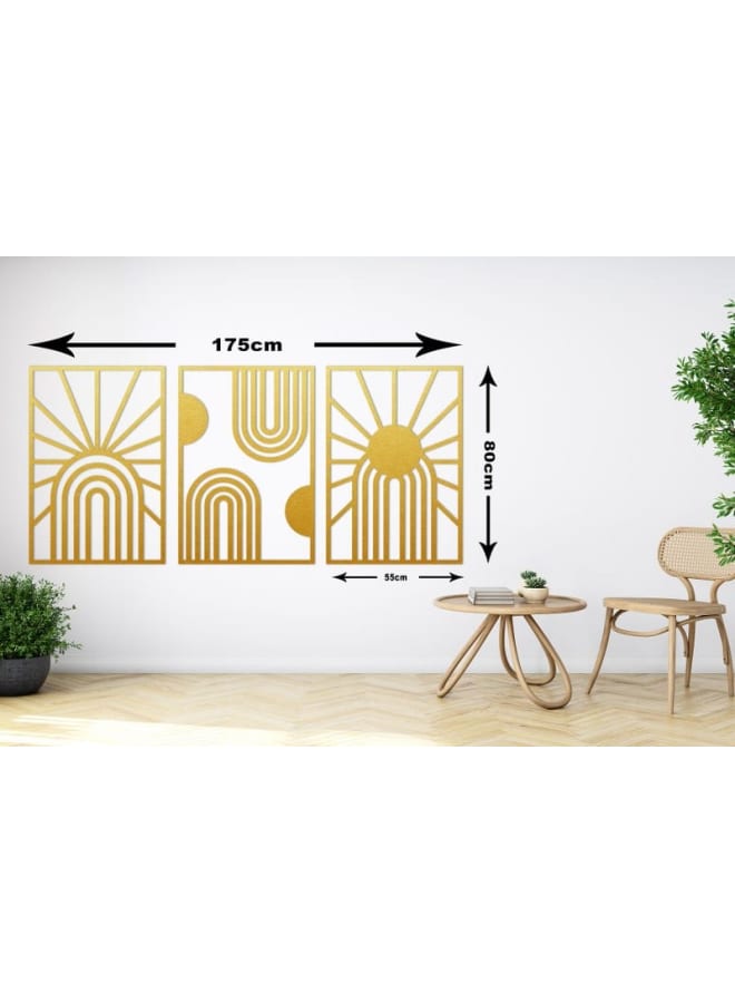 هوم جاليري مجموعة فنية جدارية خشبية تجريدية للشمس وقوس قزح - Image 3