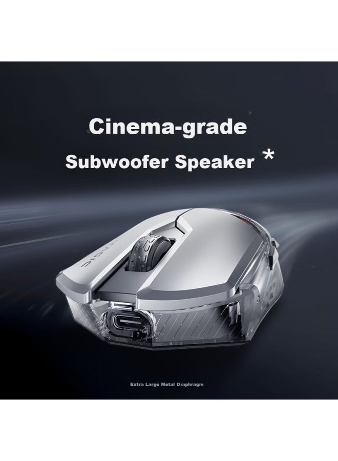 نوبيا Nubia Red Magic Gaming Mouse 1s، سلكي/لاسلكي/بلوتوث ثلاثي الوضع، Paw3395، يدعم معدل استطلاع 4k+8k، مريح خفيف الوزن، فضي شفاف RGB - Image 2