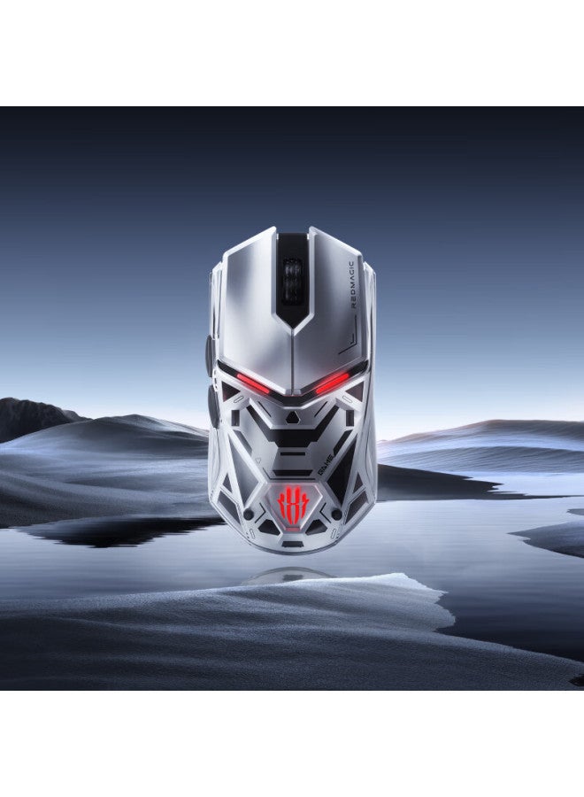 نوبيا Nubia Red Magic Gaming Mouse 1s، سلكي/لاسلكي/بلوتوث ثلاثي الوضع، Paw3395، يدعم معدل استطلاع 4k+8k، مريح خفيف الوزن، فضي شفاف RGB - Image 1
