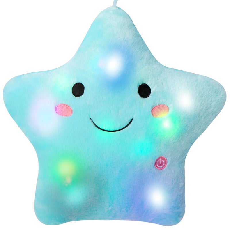DearSun 13Creative Twinkle Star Colorful Night Light Plush Pillows Light up Night Stuffed Toys Perfect for Birthday Christmas Holiday Valentines Blue - Image 2