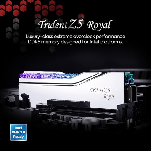 G.SKILL Trident Z5 Royal Series DDR5 RAM (Intel XMP 3.0) 32GB (2x16GB) 6400MT/s CL30-39-39-102 1.40V Desktop Computer Memory U-DIMM - Silver (F5-6400J3039G16GX2-TR5S) - Image 2