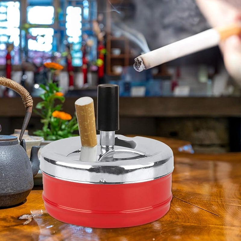 Large Metal Push Down Ashtray For Indoor And Outdoor Smoking - Image 1