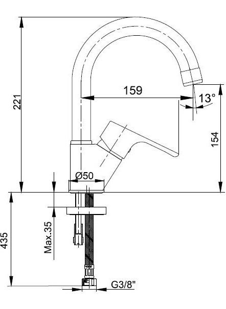 E.C.A - Eca Niobe Swan Pipe Basin Mixer 102188054 . - Image 1