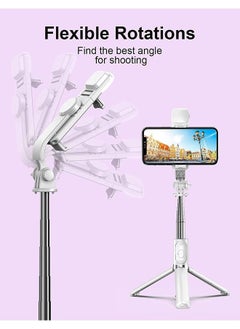 Arabest Selfie Stick with Light,Long Selfie Stick with Tripod Stand,Bluetooth Mobile Selfie Stick for Mobile Phone, Makeup,Selfie,Vlogging,Youtube,Live,Iphone (white)  - Image 5