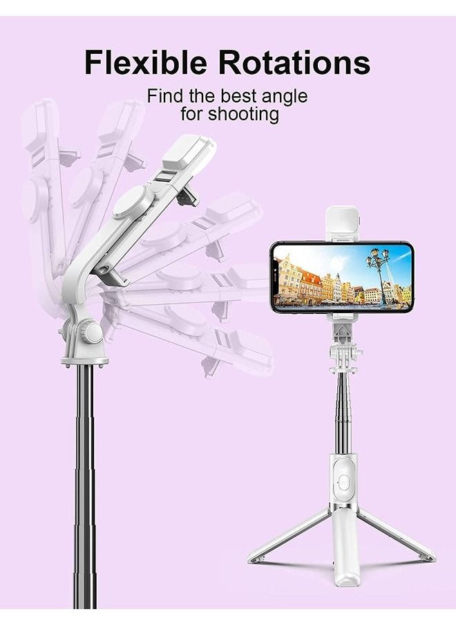 Arabest - Selfie Stick with Light,Long Selfie Stick with Tripod Stand,Bluetooth Mobile Selfie Stick for Mobile Phone, Makeup,Selfie,Vlogging,Youtube,Live,Iphone (white) - Image 1