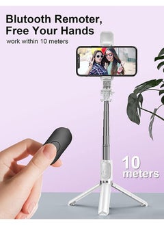 Arabest Selfie Stick with Light,Long Selfie Stick with Tripod Stand,Bluetooth Mobile Selfie Stick for Mobile Phone, Makeup,Selfie,Vlogging,Youtube,Live,Iphone (white)  - Image 4