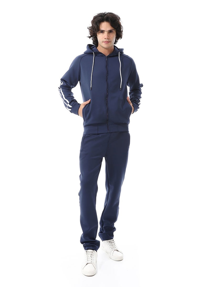 Andora Elastic Wais Hooded Fashion Tracksuit_Navy Blue - Image 1
