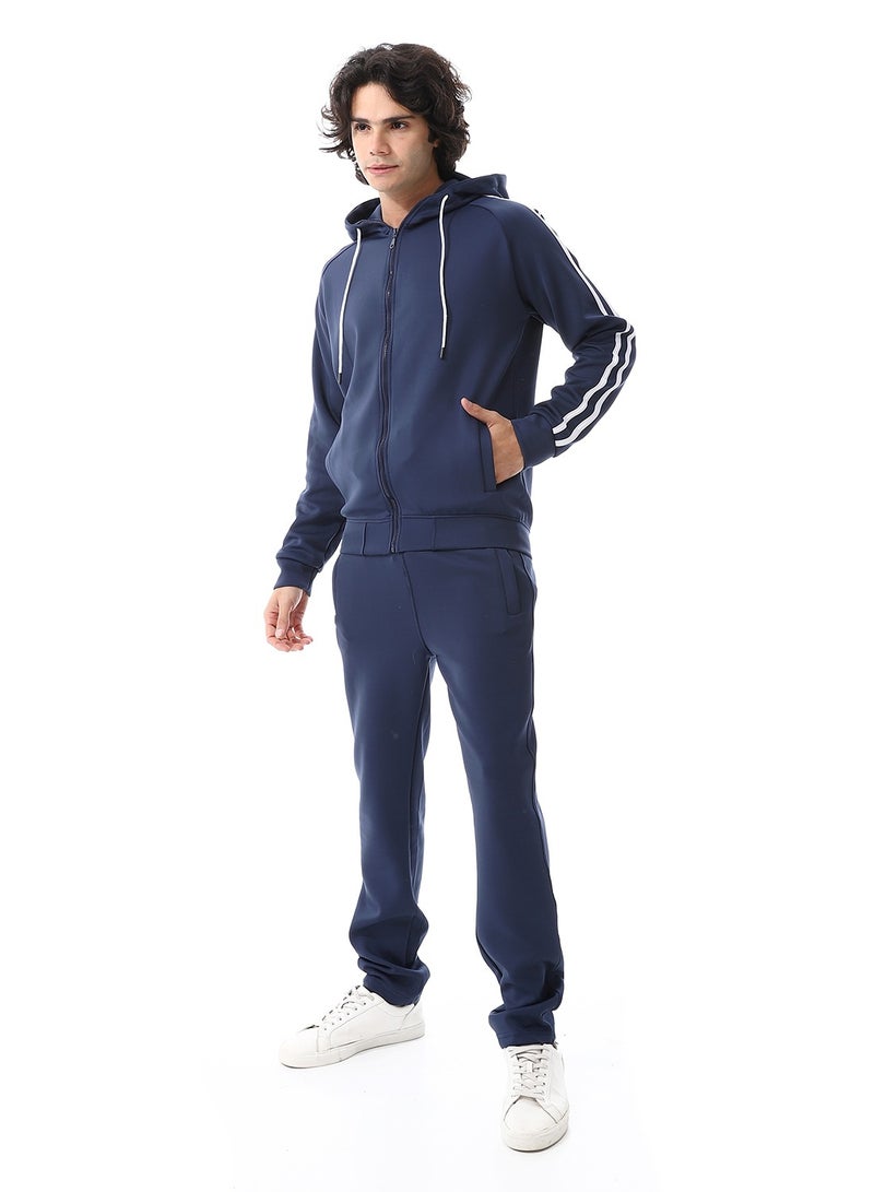 Andora Elastic Wais Hooded Fashion Tracksuit_Navy Blue - Image 2